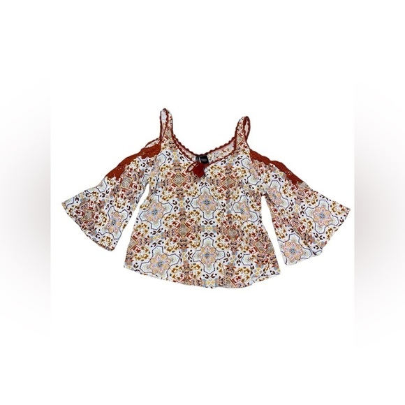 Ivory Love‎ Cold Shoulder Floral Babydoll Top Women S Boho Dainty Breathable - Picture 11 of 11